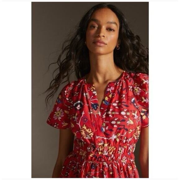 Anthropologie The Somerset Floral Geo Print Maxi Dress - Picture 4 of 8